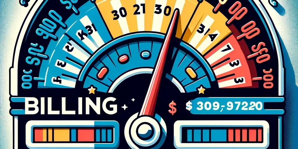 DALL·E 2023-11-16 15.54.58 – A stylized representation of a billing meter, designed in a professional and educational style. The meter is divided into various stages with the $500