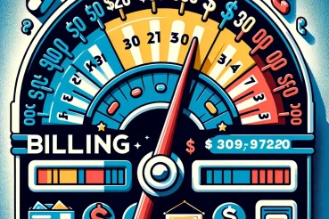 DALL·E 2023-11-16 15.54.58 – A stylized representation of a billing meter, designed in a professional and educational style. The meter is divided into various stages with the $500