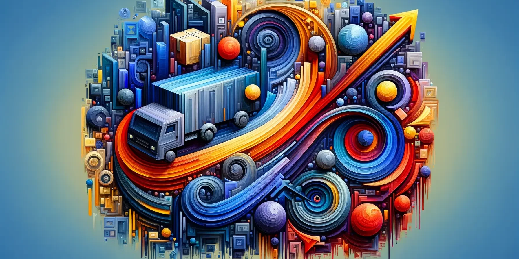 DALL·E 2023-12-15 10.06.05 – An abstract artistic interpretation of shipping policies for Merchant Center in Google Shopping ads, with no text. The image should creatively use abs