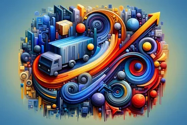 DALL·E 2023-12-15 10.06.05 – An abstract artistic interpretation of shipping policies for Merchant Center in Google Shopping ads, with no text. The image should creatively use abs