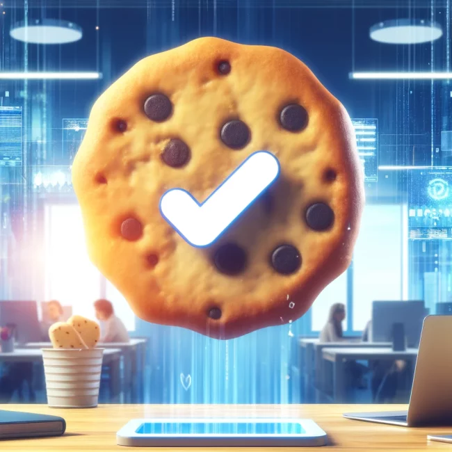 DALL·E 2024-05-10 14.22.43 – An illustration of a large, digital cookie with a ‘delete’ symbol over it, symbolizing the removal of third-party cookies in digital marketing. The ba
