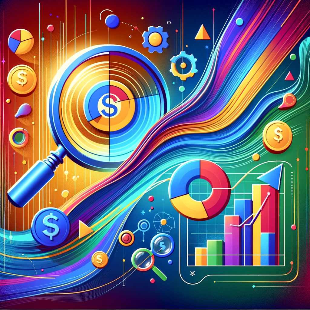 DALL·E 2024-05-17 12.42.04 - An abstract representation of the impact of cookies on Google Ads PPC. The image should feature vibrant colors and dynamic shapes. Include elements li