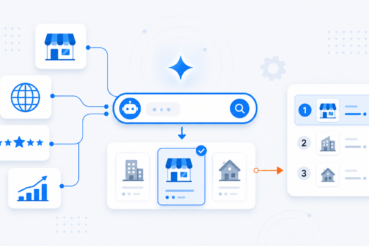 Diagram showing how ChatGPT pulls from business listings and reviews to decide which company to recommend