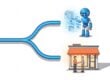Running Robots Two-Website Theory diagram: one path splits toward a robot reading structured data and toward a storefront handshake